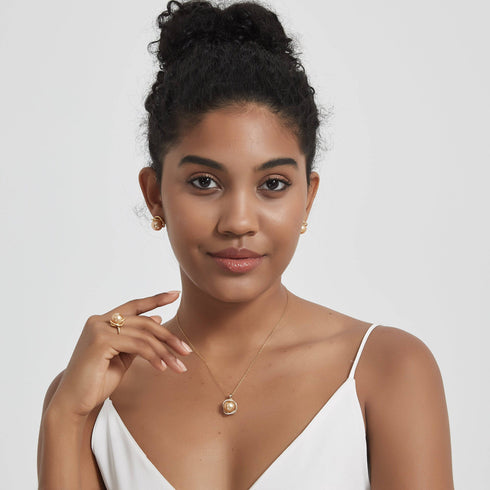 Golden South Sea Pearl 11.0-12.0mm & CZ Rose Pendant Necklace - House Of Pearls